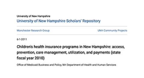 Children's health insurance programs in New Hampshire year 2010 report cover