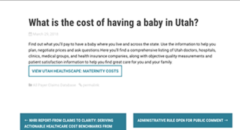 Cost of having a baby in Utah webpage screenshot