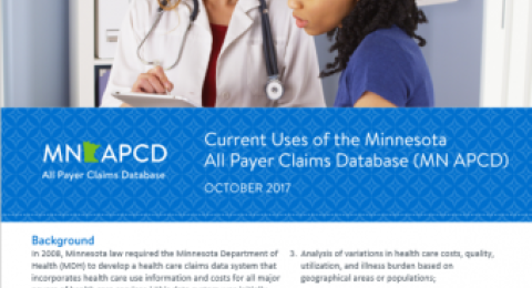 Current Uses of the MN APCD report cover showing doctor with patient
