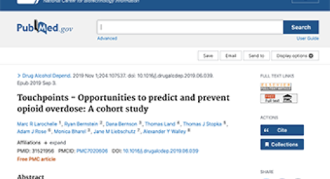 Touchpoints - Opportunities to predict and prevent opioid overdose study cover