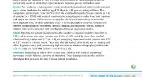 Hospital Variation in Health Care Utilization by Children with Medical Complexity report