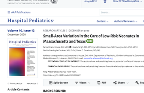 Small-Area Variation in the Care of Low-Risk Neonates in Massachusetts and Texas