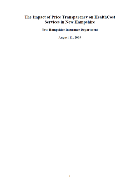 The Impact of Price Transparency on HealthCost Services in New Hampshire report cover