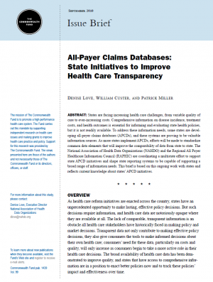 All-Payer Claims Databases: State Initiatives to Improve Health Care Transparency cover
