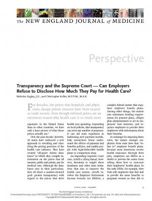 First page of Transparency and the Supreme Court - Can Employers Refuse to Disclose How Much They Pay for Health Care