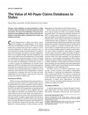 The Value of All-Payer Claims Database to States report